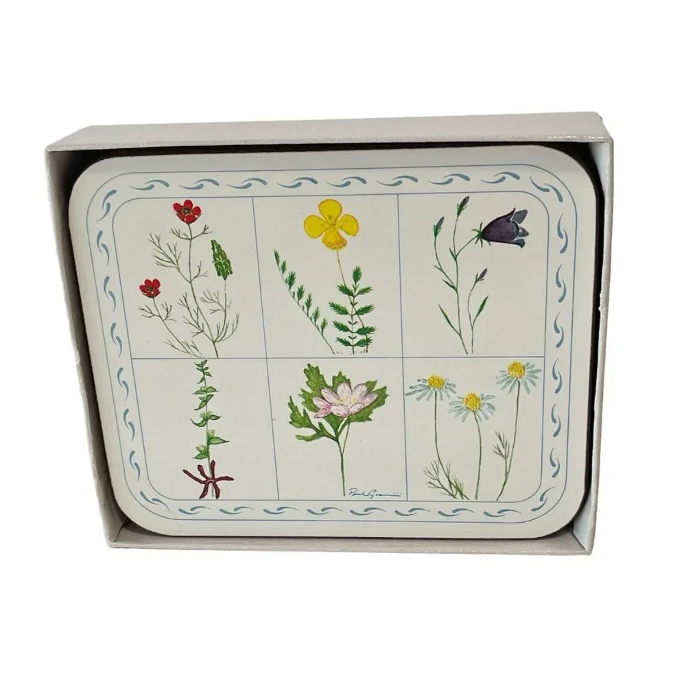 Vintage Jason Drink Coasters Flower Box Cork Backed Rectangle Set 6‎ New Zealand